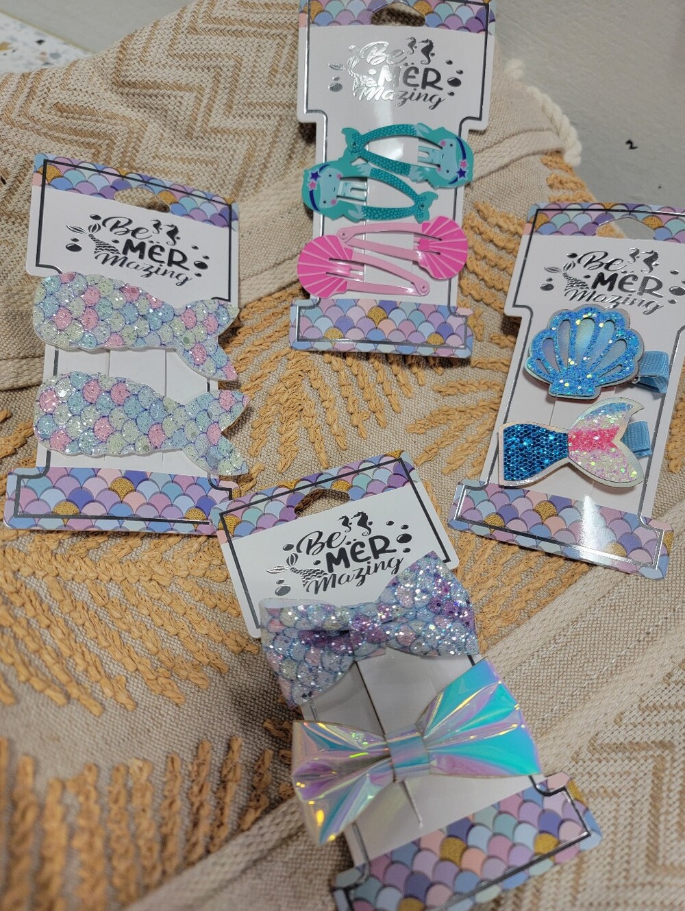 Be Mermazing Kids Iridescent Mermaid Hair Clip Set — Pink & Teal